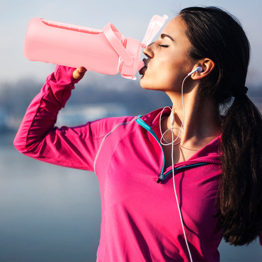 64Oz Glass Water Bottle Sports Water Bottle Motivational Water Bottle Water Intake Tracker Bottle with Straw Time Marker Silicone Sleeve Handle for Gy