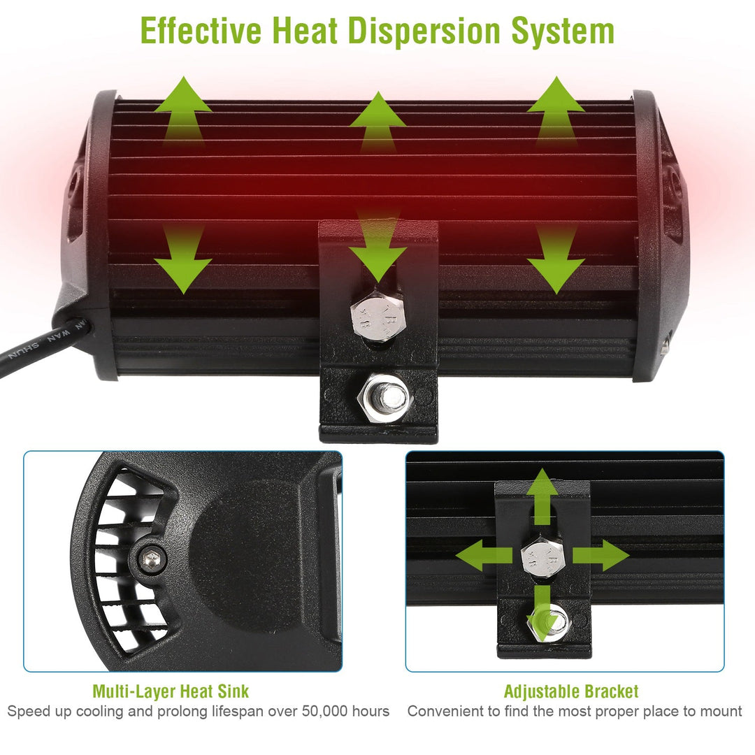 7" LED Light Bar 120W 12000LM LED Work Light Pods Offroad Driving Lights IP67 Waterproof Fog Light Spot Flood Beam for Jeep Trailer Truck Bus Boat