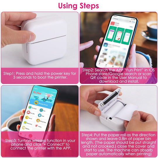 Pocket Wireless Thermal Printer Portable Mini Sticker Maker Machine Rechargeable Inkless Photo PrinterÊfor Printing Label Journal Study Notes Memo Pho