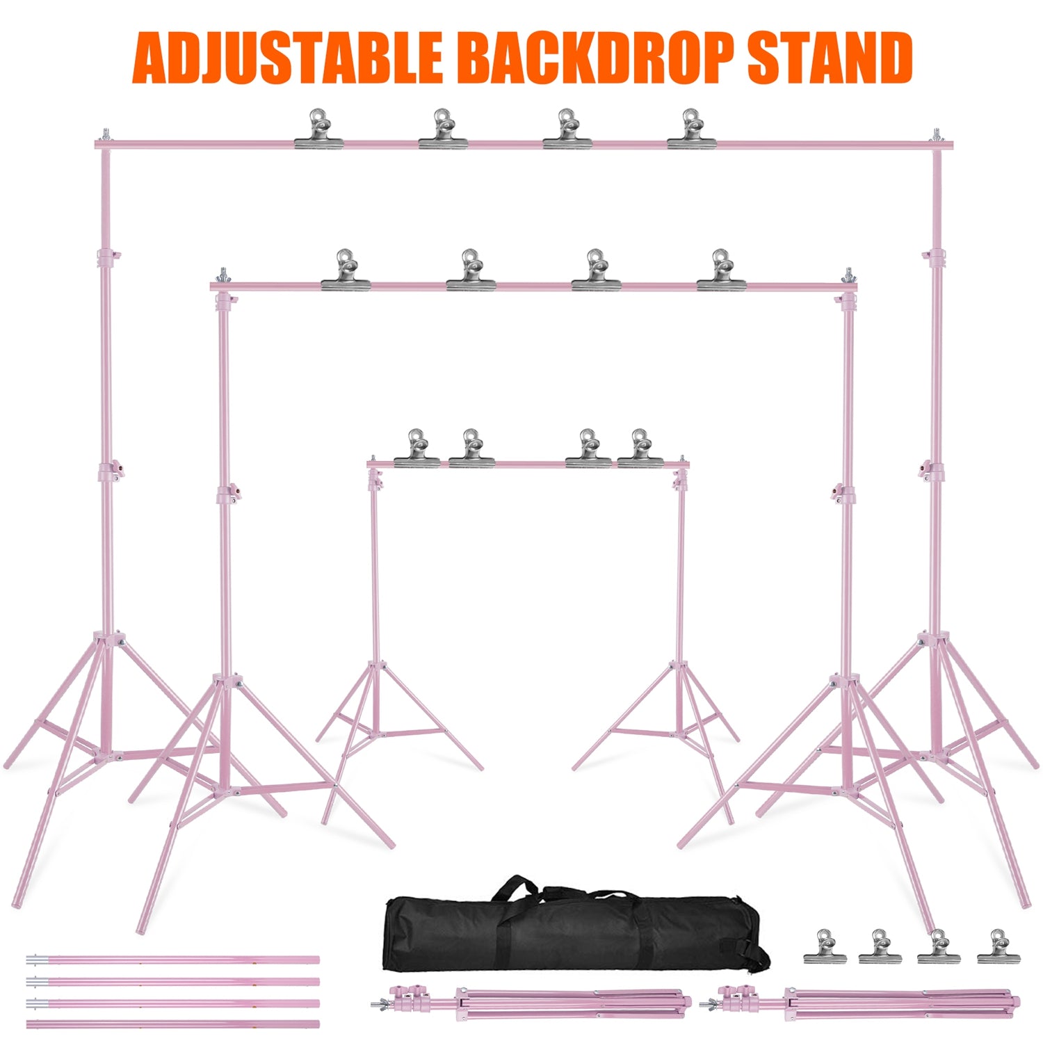 6.5 x 10ft Photo Video Studio Backdrop Background Stand Adjustable Hea ...