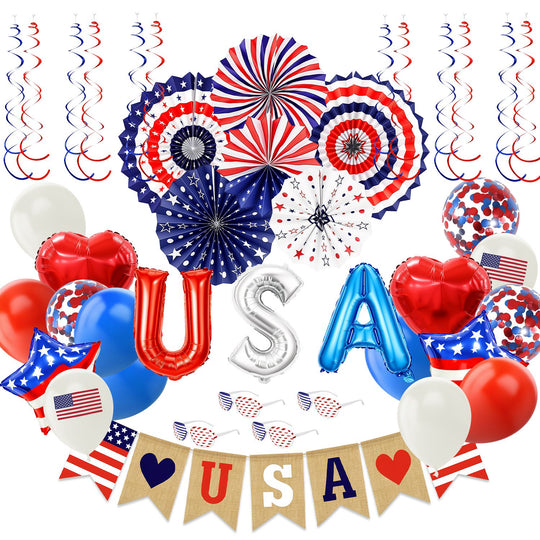 4th of July Decorations Set - 57 Piece Patriotic Party Kit