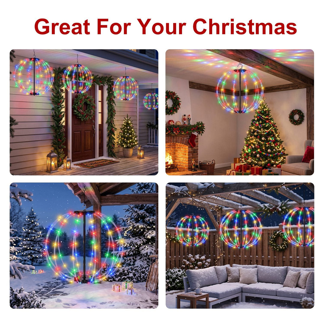 RGB LED Christmas Sphere Lights 2-Pack with Remote Control