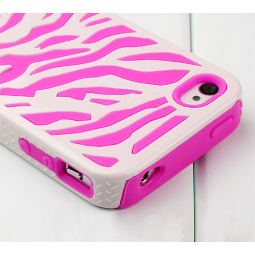 Blue-White Zebra Silicone Armor Case for iPhone 4/4S