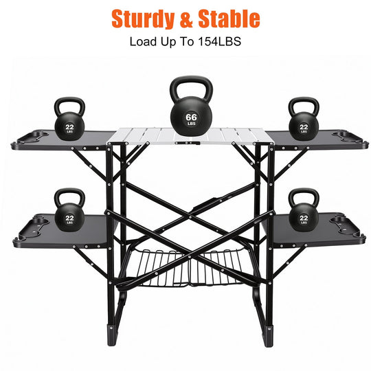 Folding Camping Kitchen Table with Heat-Resistant Top