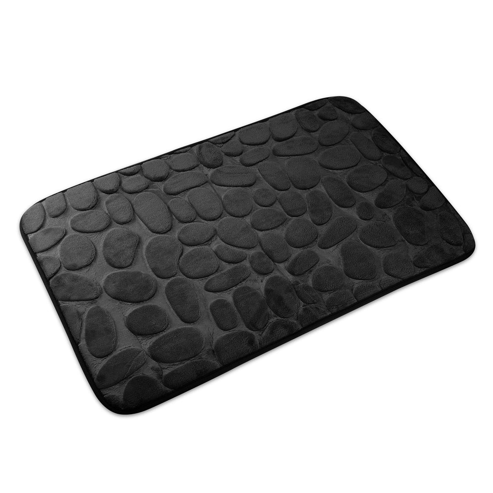 2 Pcs/Set Bathroom Rugs Luxury Flannel Non-Slip Bathroom Rugs Set Soft Pebbles Shower Absorbent Carpet U-Shaped Toilet Mat Washable for Bathroom Entra