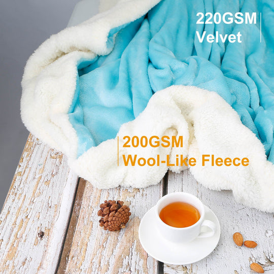 Fleece Throw Blanket Warm Soft Flannel Bed Cover Cuddly Cozy Sofa Travel Car Blanket w/ Queen King Throw Size Optional