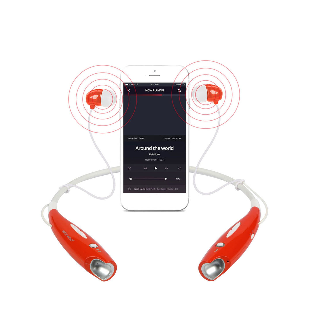 KOCASO Wireless Sports Stereo Hands Free Headset for Phone and Tablet