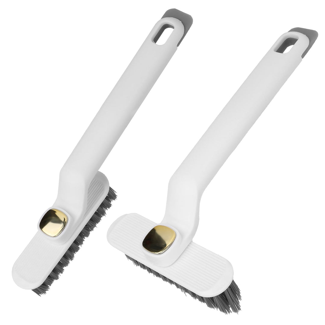 2 Pack Multi-Function Rotating Crevice Cleaning Brush Stiff Bristle Brush Gap Cleaner with 2-In-1 Clip and Spade for Tight Spaces Bathroom Kitchen