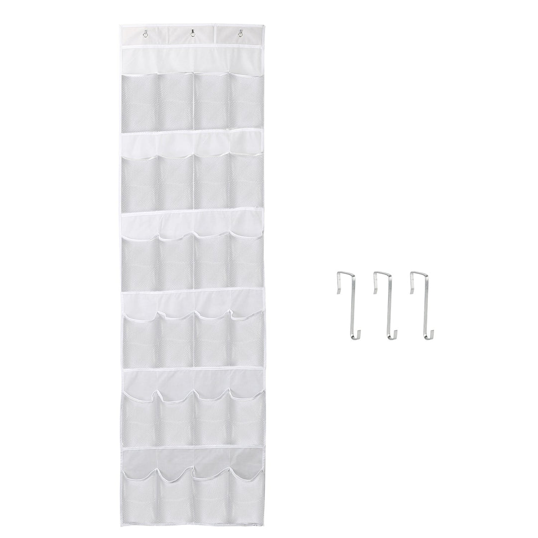 Over the Door Shoes Rack 24-Pocket Crystal Clear Organizer 6-Layer Hanging Storage Shelf for Shoes Slippers Small Toys Closet Cabinet