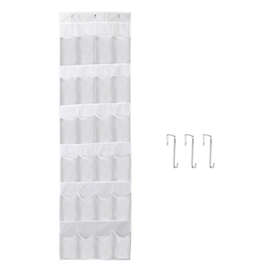Over the Door Shoes Rack 24-Pocket Crystal Clear Organizer 6-Layer Hanging Storage Shelf for Shoes Slippers Small Toys Closet Cabinet