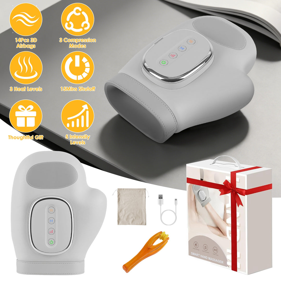 Hand Massager With Heat Compression Cordless Hand Massager for Arthritis Carpal Tunnel with 3 Modes 3 Heat Levels 5 Intensity Levels Disposable Gloves