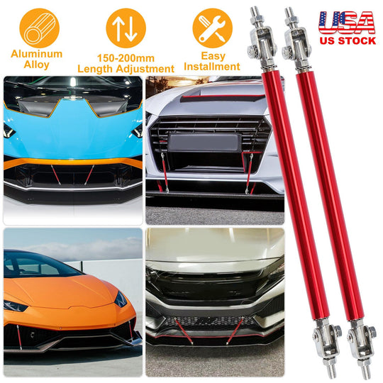 2Pcs Splitter Rod Front Bumper Lip Rod Strut Adjustable Lip Spoiler Tie Support Rods 150mm-200mm