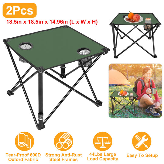 Portable Folding Camping Table with Cup Holders & Carry Bag