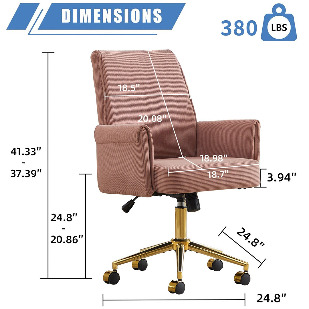 Mid-Back Velvet Office Chair with Memory Foam Cushion