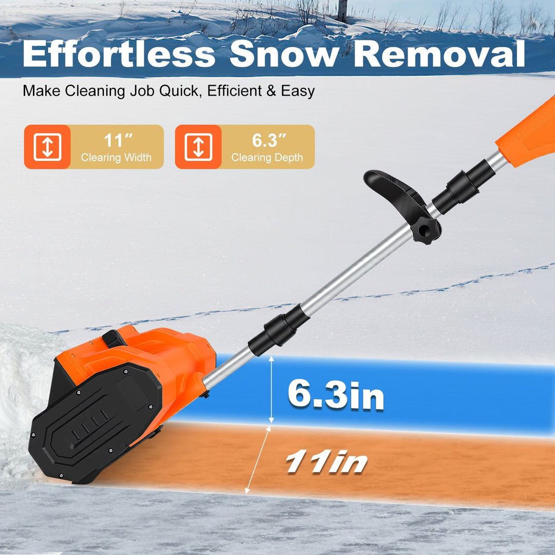500W 21V Cordless Snow Shovel | 11" Foldable Snow Thrower with Accessories