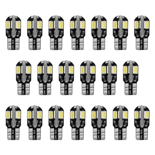 20Pcs T10 SMD5730 LED Light Bulbs 6000K Wedge Light Lamps Dome Map License Plate Car Interior Festoon Lights Kits