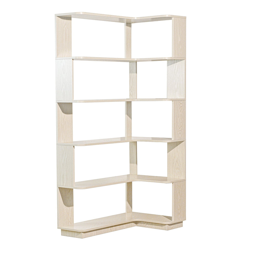 5-Tier L-Shaped Corner Bookshelf with 6 Open Shelves