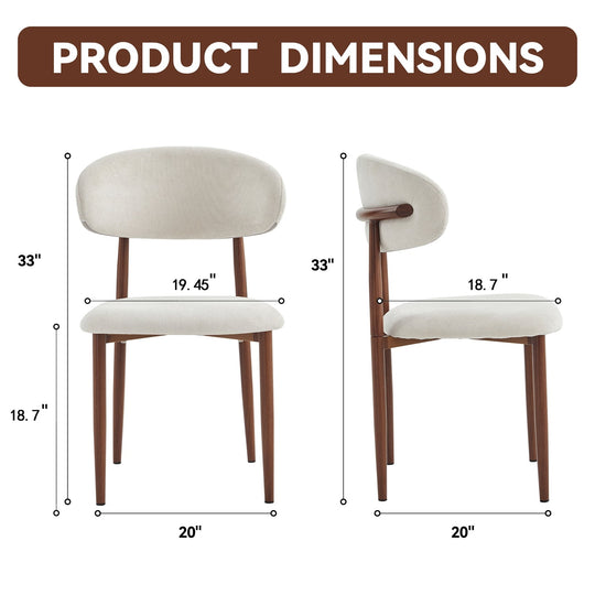 Upholstered Dining Chairs Set of 2 with Curved Back