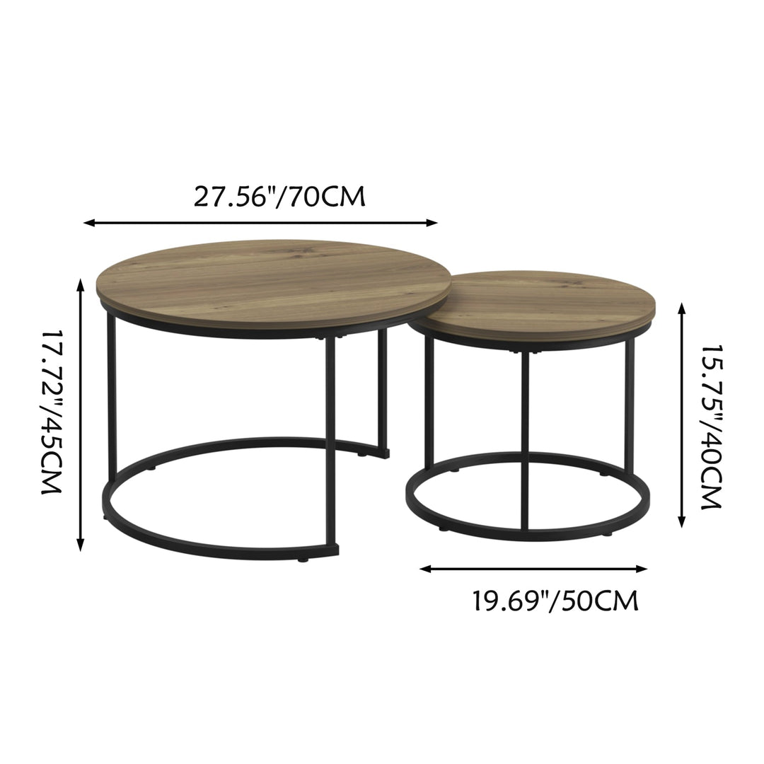 Nesting Coffee Table Set of 2 with Marble Pattern Tops