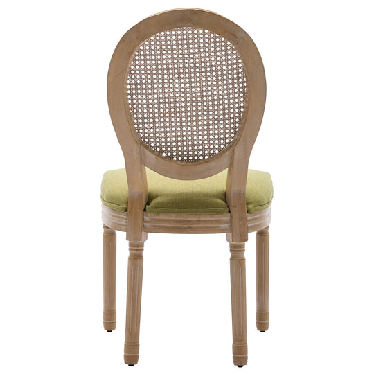 French Oval Rattan Back Dining Chairs Set of 2 - Solid Wood