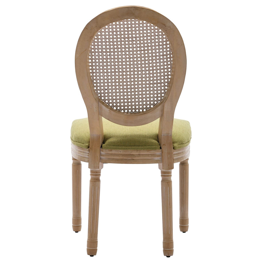French Oval Rattan Back Dining Chairs Set of 2 - Solid Wood