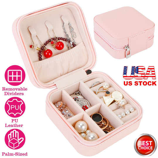 Mini Jewelry Storage Box Portable Ring Earring Necklace Storage Travel Case PU Leather Jewelry Organizer Gift