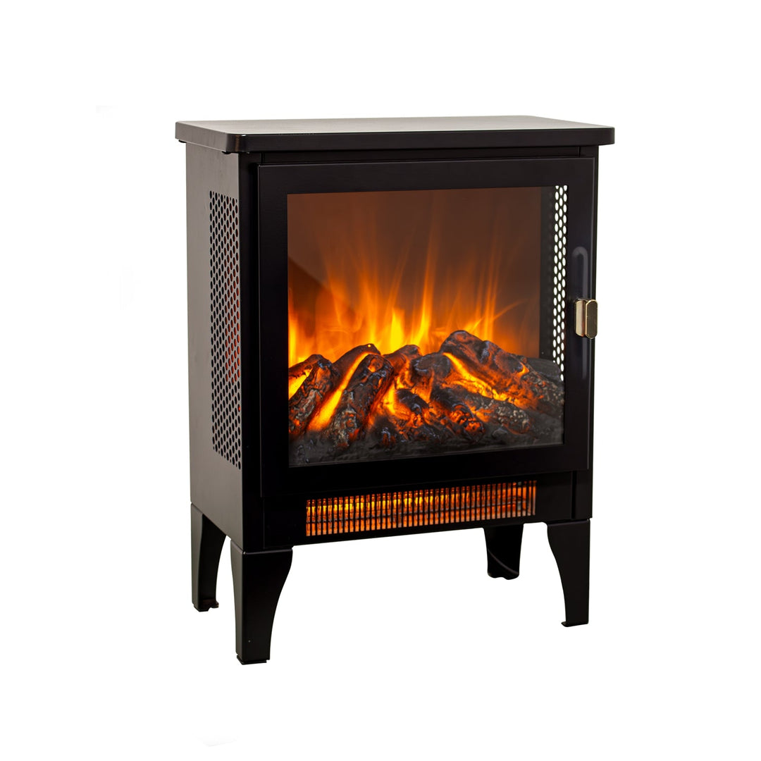 Electric Fireplace Stove Heater 18" with 3-Sided Flame View