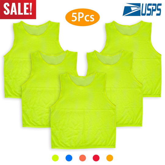 5Pcs Mesh Scrimmage Vests Soccer Basketball Team Training Pinnies Jerseys Shirt Adult Plus Size