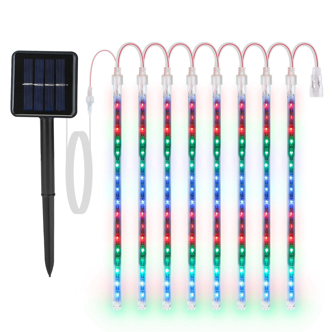 Solar Powered Meteor Shower String Lights 9.84FT Falling Raindrop Tube Lamp Water Resistant Decorative Lights For Tree Home Garden Parties