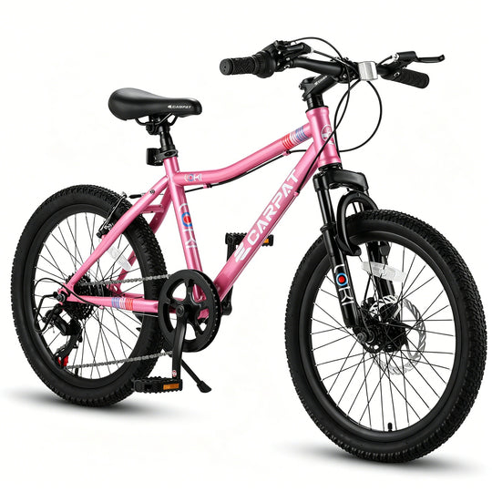 Forbidden to Sell on Temu 20 Inch Kids Mountain Bike, 7-Speed Boys Girls Bicycle with Front Suspension, Disc & V-Brake, 