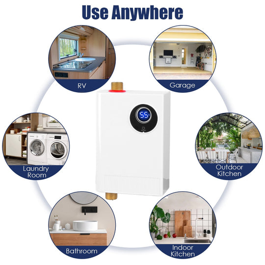 3000W Tankless Water Heater with Digital Display for Kitchen & Bathroom