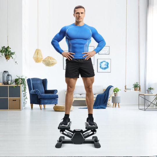 Mini Stepper Stair Stepper With Resistance Bands Quiet Workout Stepper with Digital Timer Max 330.7LBS Load for Home