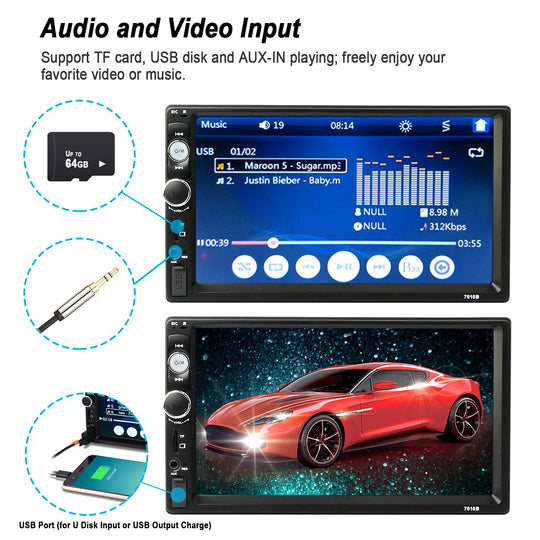 7-Inch Touchscreen Car Stereo with Bluetooth & Backup Camera