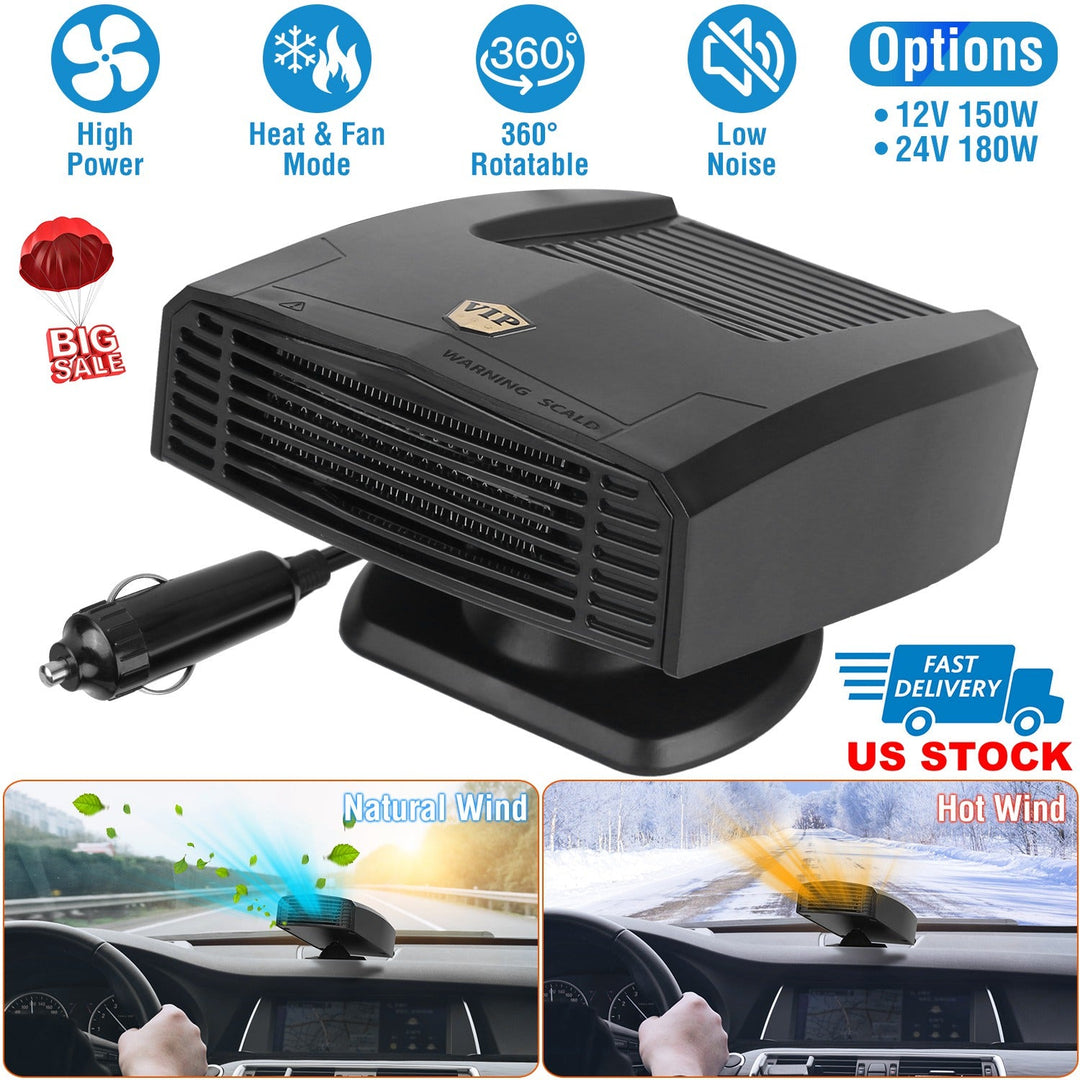 12V 150W Portable Car Heater Heating Fan 2 in 1 Defroster Defogger Demister Windshield Heater Automotive Cooling Fan with 360¡Rotating Base