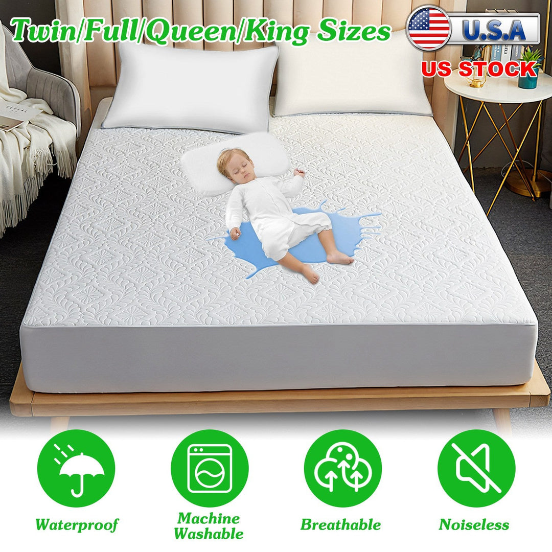 Queen Size Waterproof Mattress Protector Breathable Soft Cotton Mattress Pad Cover With Elastic Deep Pocket Up To 11in Noiseless Machine Washable Bedd