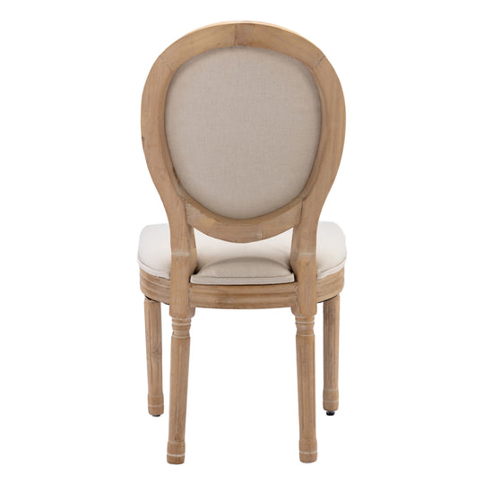 French Style Solid Wood Dining Chairs Set of 2, Elegant Oval Back Kitchen Side Chairs for Dining Room & Living Room