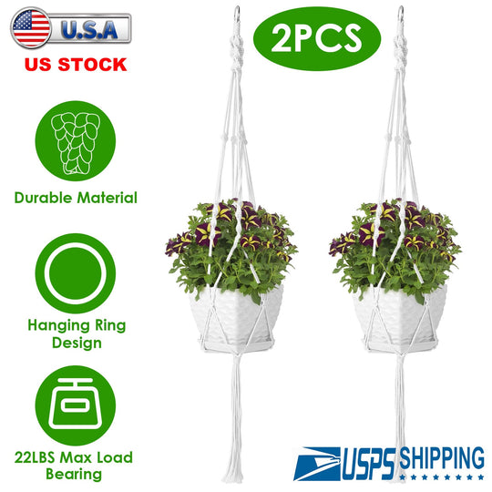 2Pcs Plant Hanger Flowerpot Net Bag 40in Cotton Rope Plant Hangers 4Legs Plant Hanger Fit For Round Or Square Plant Pot 4-11in