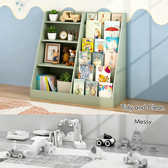 Kids Bookshelf with Toy Storage Organizer, 34.65" Multi-Tier