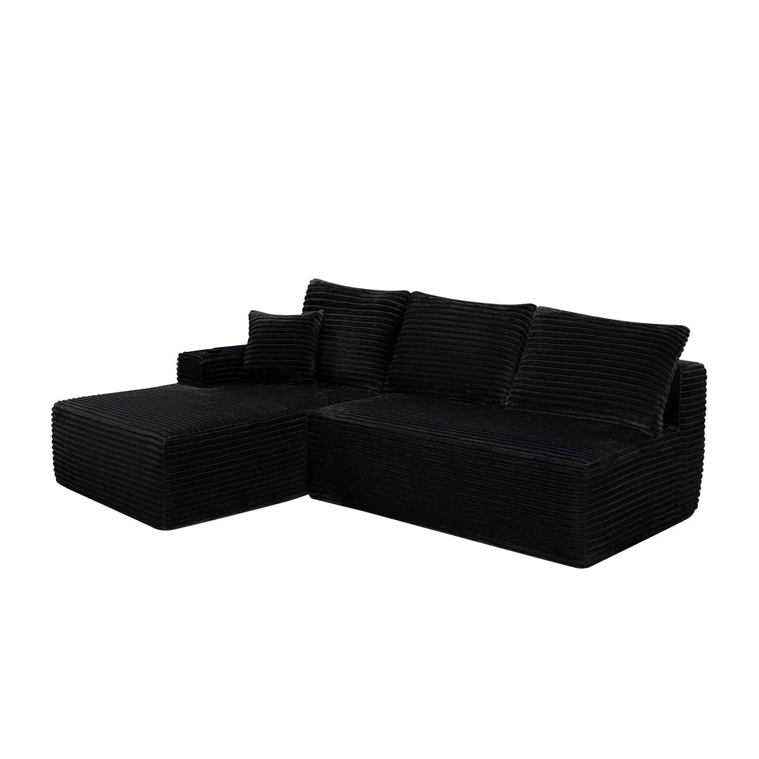 96" L-Shaped Sectional Sofa with Chaise in Plush Corduroy