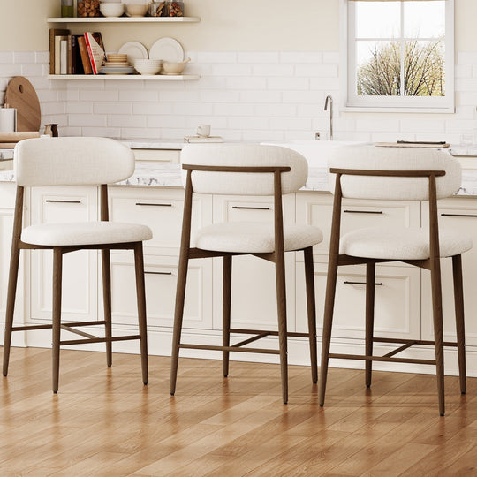 Counter Height Bar Stools Set of 2 with Curved Backrest