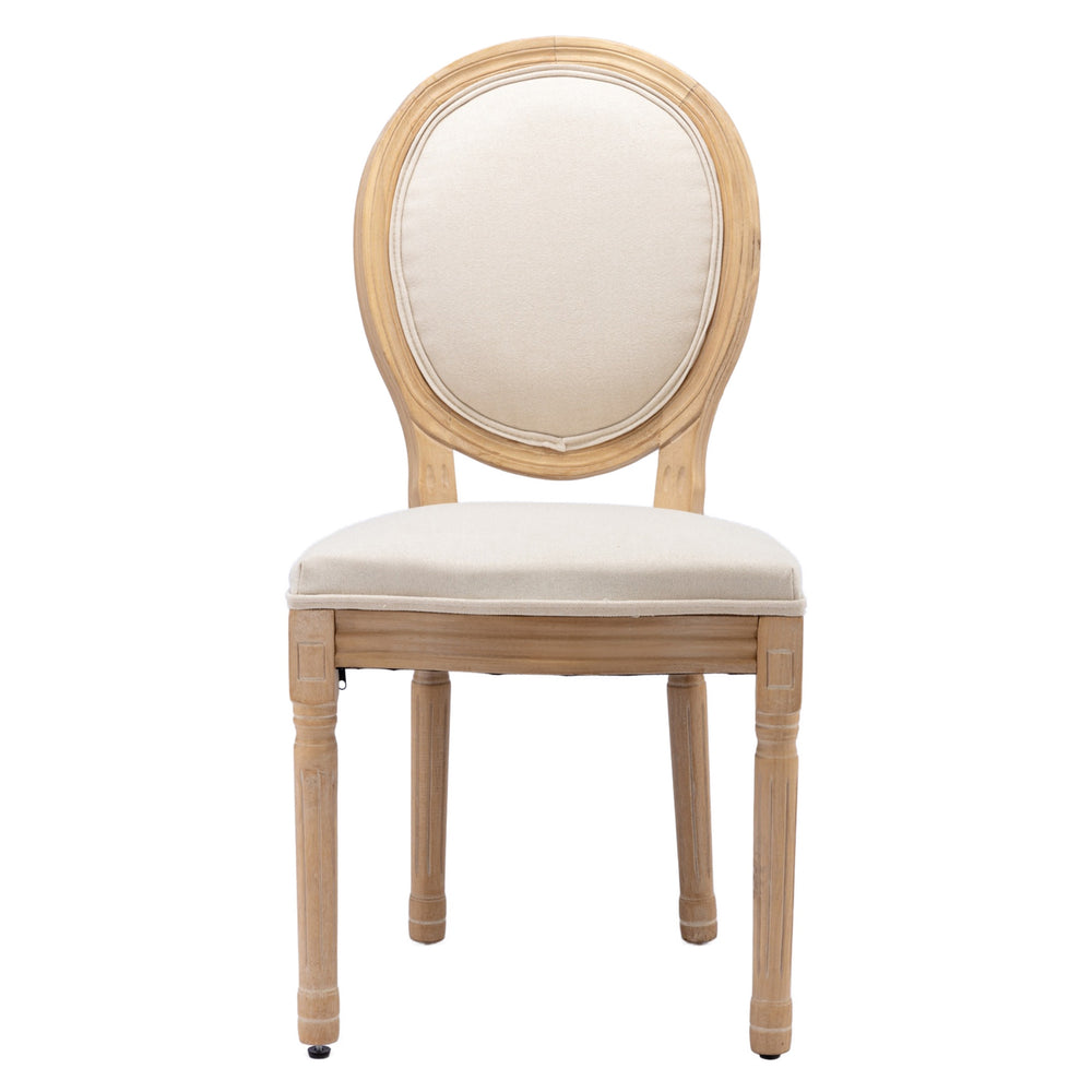French Style Solid Wood Dining Chairs Set of 2, Elegant Oval Back Kitchen Side Chairs for Dining Room & Living Room