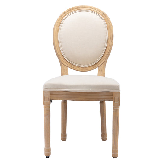 French Style Solid Wood Dining Chairs Set of 2, Elegant Oval Back Kitchen Side Chairs for Dining Room & Living Room