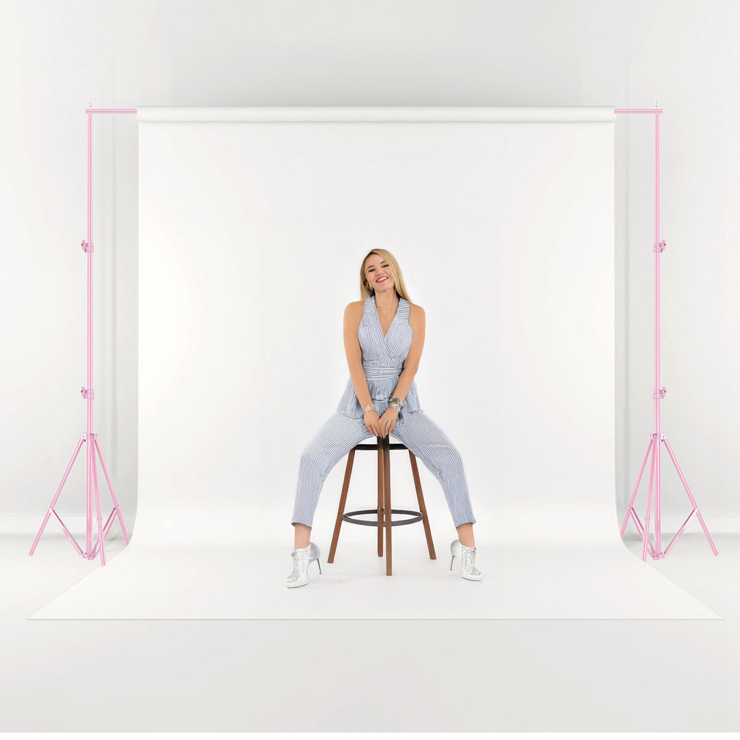 6.5 x 10ft Photo Video Studio Backdrop Background Stand Adjustable Heavy Duty Photography Backdrop Support Stand Set wit