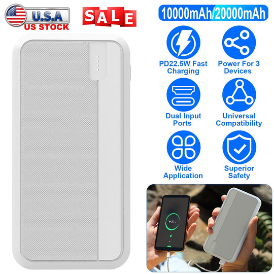 10000mAh PD22.5W Fast Charging Power Bank Fast Charger Portable Phone Charger with Type-C USB Cable Fit For IOS Phone 15/14 Samsung Galaxy S24 And Mor