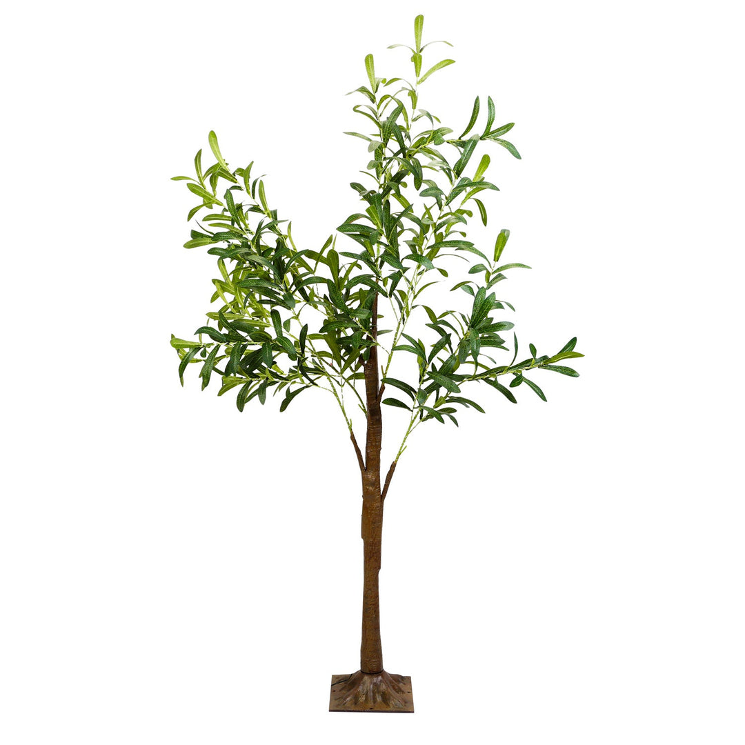4FT 180Pcs LED Beads Lighted Olive Tree Artificial Greenery Tree with Warm White Light Lifelike Decorative Faux Tree with Remote 8 Lighting Modes 10 A