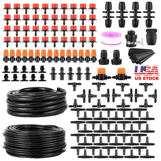 Drip Irrigation Kit Automatic Garden Irrigation System Misting Plant Watering Drip Kit for Garden Greenhouse Flower Bed Patio Lawn