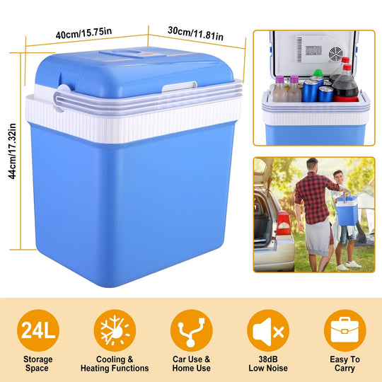 24L Portable Car Cooler 12V Car Refrigerator Travel Cooling Warmer Fridge Box Home Use