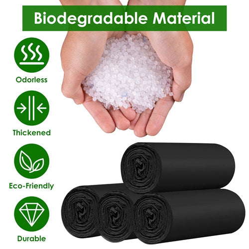 4 Rolls Black Trash Bags – 5.3 Gallon, Unscented & Leak-Resistant