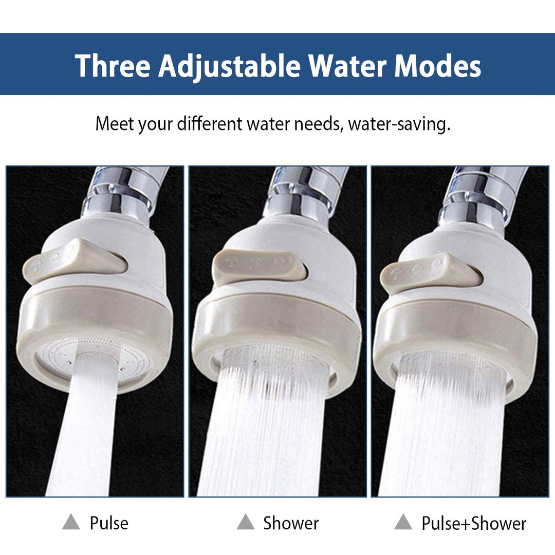 Movable Kitchen Tap Head 360¡ Rotatable Swivel Water-Saving Faucet Anti-Splash Sink Tap Head Spray Aerator w/ Three Modes Flexible Extended Hose For H