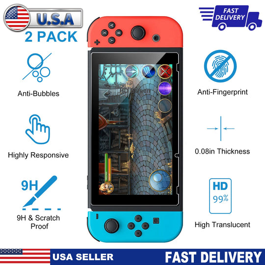2 Pack Screen Protector Tempered Glass Screen Saver HD Anti-Scratch for Nintendo Switch_x000B__x000B_6.2 Inch Protector Film